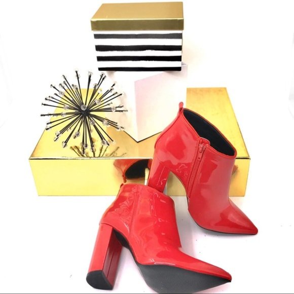 Red Patent Ankle Booties - Picture 3 of 8